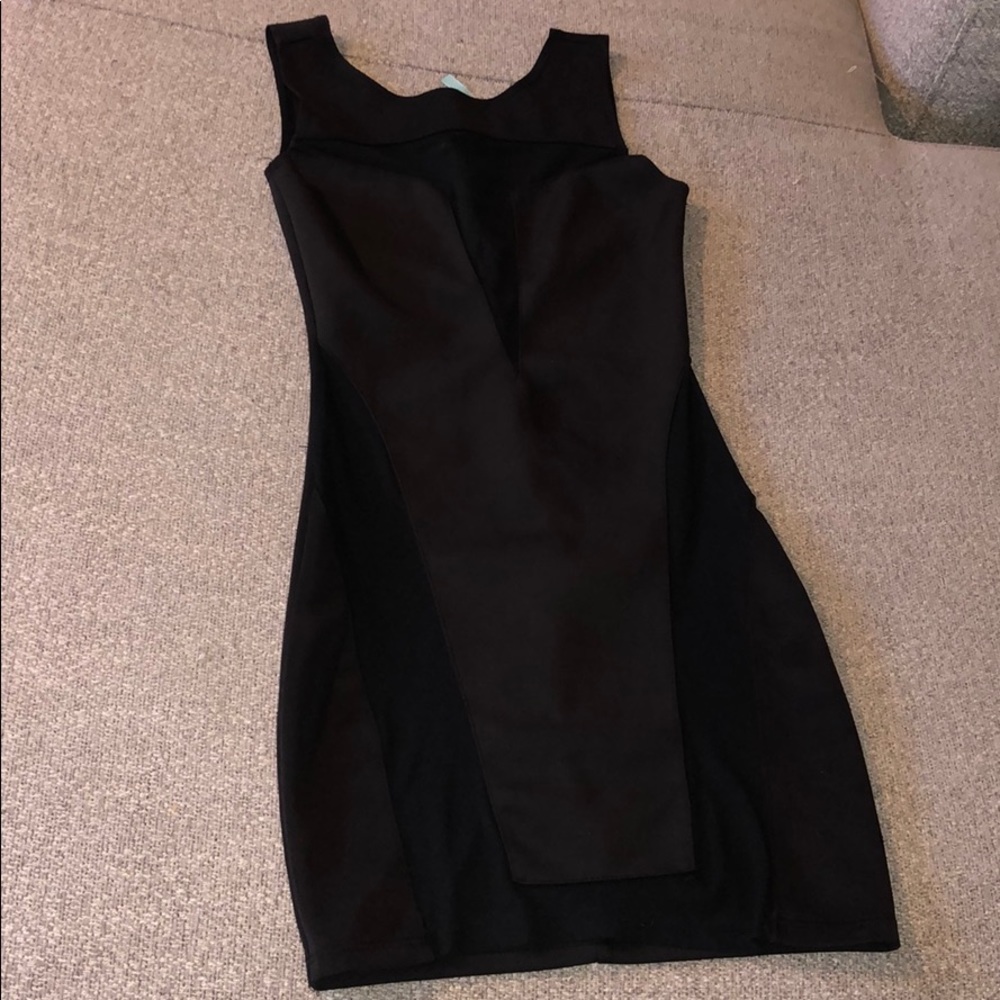 See thru mini black dress